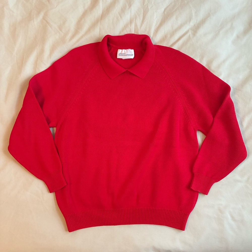 Poppy Red Collared Sweater